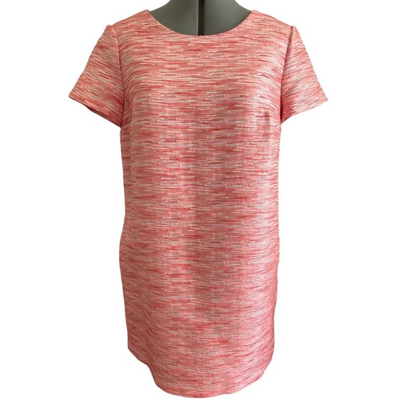 CeCe By Cynthia Steffe Pink & White Short-Sleeve Shift Dress Knee Length Size 8 - Picture 1 of 10